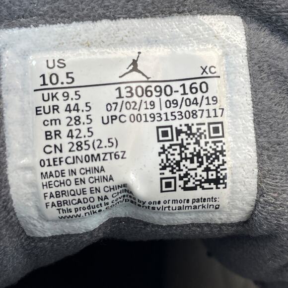 Nike Air Jordan 12 Retro White Black Dark Gray 2019  130690-160